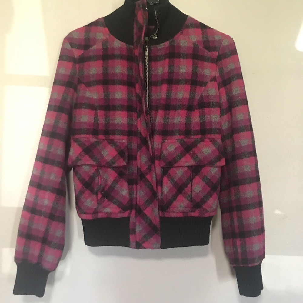 Pink and Black Plaid Jacket